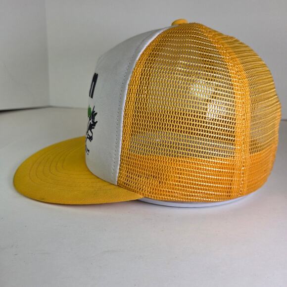 Vintage Stren Fishing Trucker Hat Mesh Snapback Yellow White Foam Front USA - Picture 2 of 9